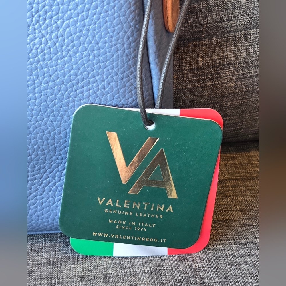 NEW Valentina Genuine Leather Small Crossbody Bag Blue Made In Italy - Picture 3 of 12